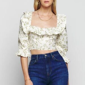 Reformation Edgewater Linen Top